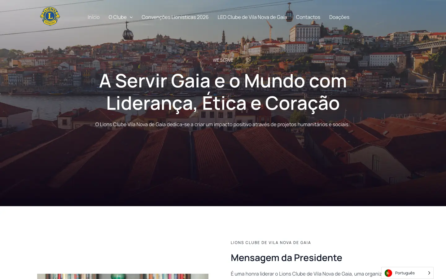 Lions Clube de Gaia — página inicial